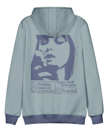 TAYLOR SWIFT MIDNIGHTS TEAL COLOR BLOCK HOODIE